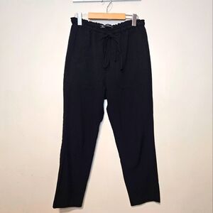 Zara Black Drawstring Casual Pants with side Pockets and Back Pockets Size Small